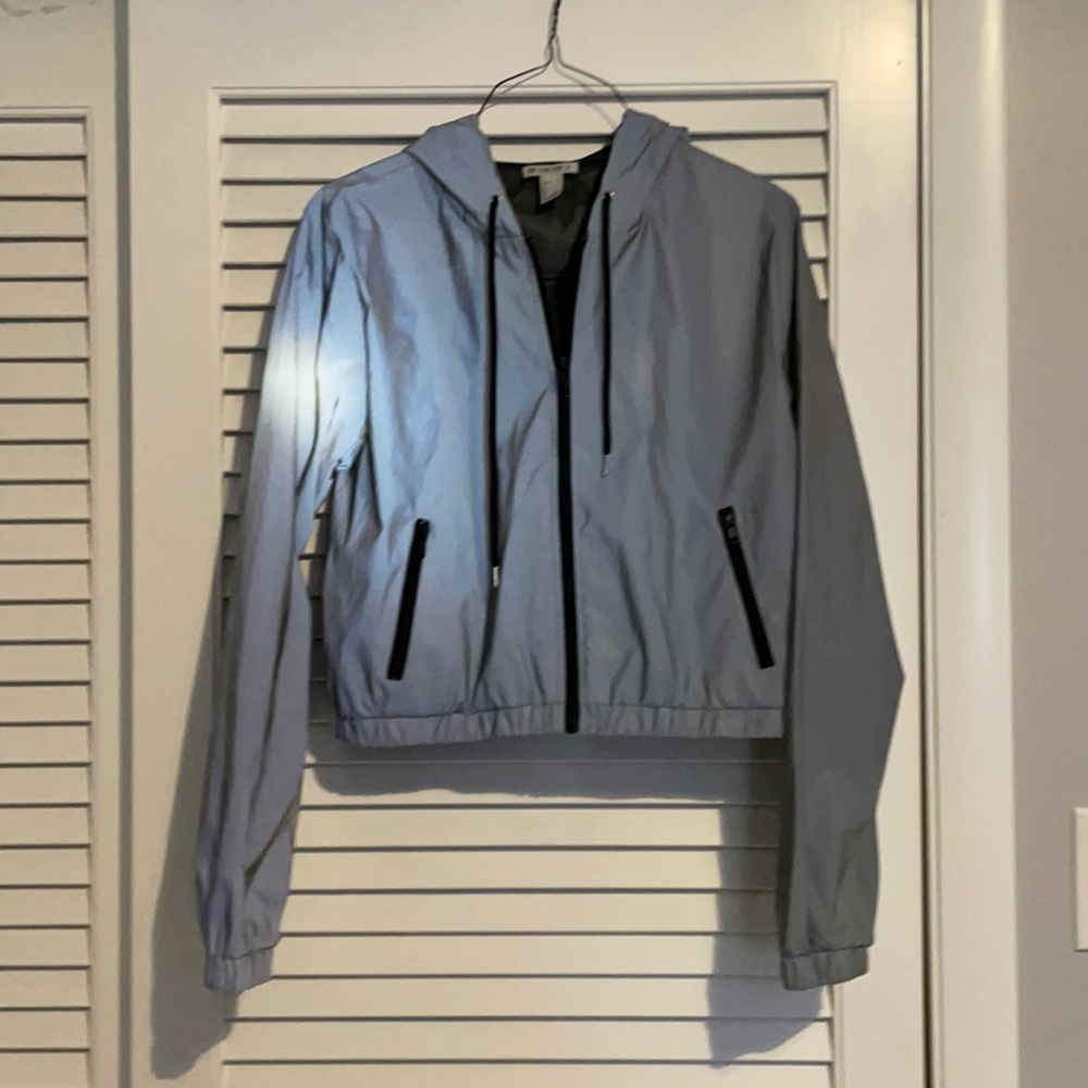 Reflective forever 21 cropped wind-breaker, size large.